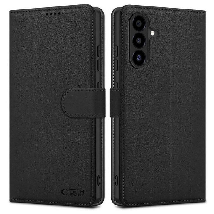 Кожен Калъф с Джобове за Samsung A17, Tech-Protect Wallet Book Case, Черен (3)