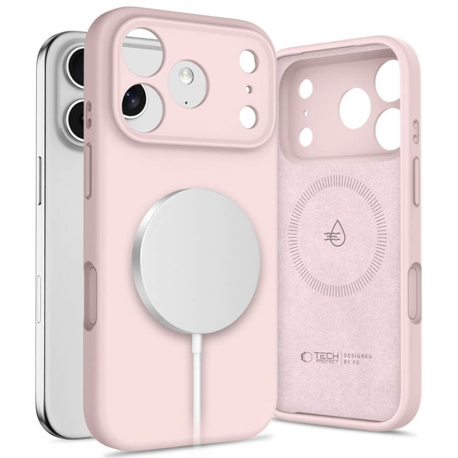 Magsafe Калъф за iPhone 17 Pro, Tech-Protect Silicone Case, Розов