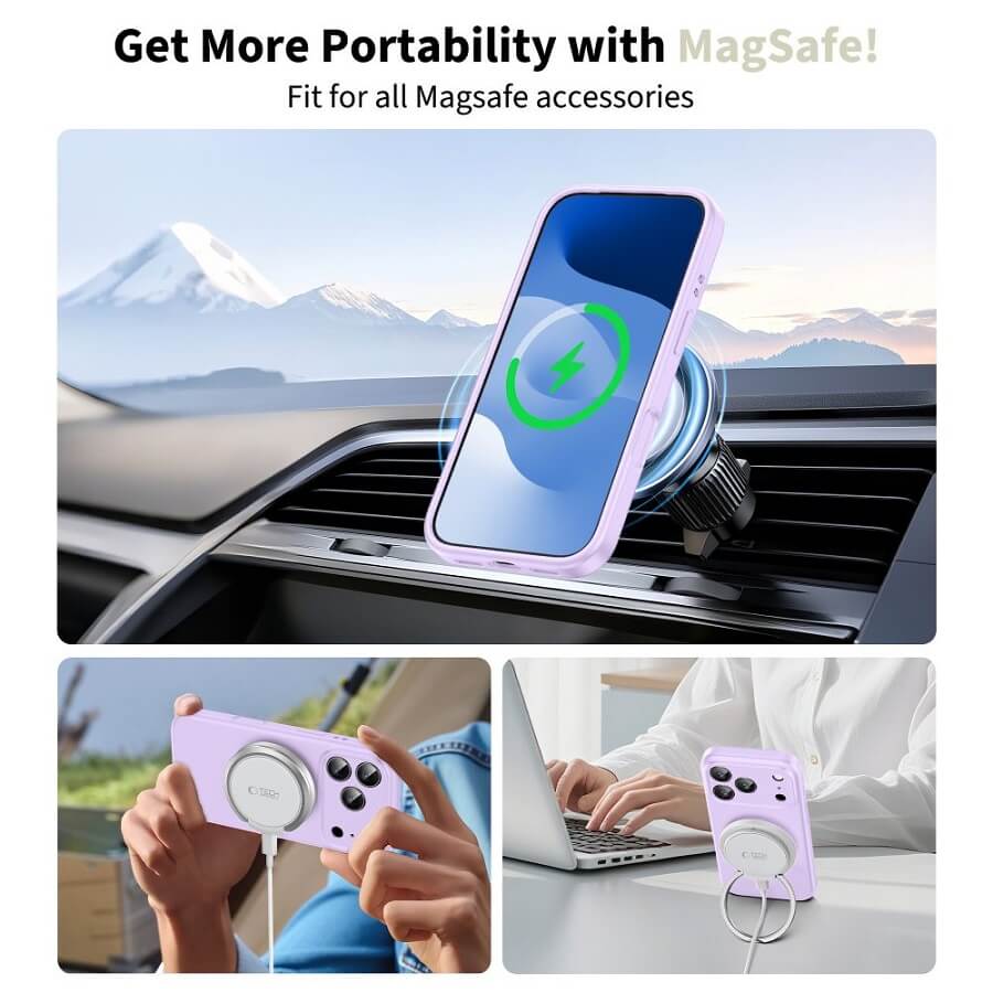 Magsafe Калъф за iPhone 17 Pro Max, Tech-Protect Silicone Case, Лилав (3)