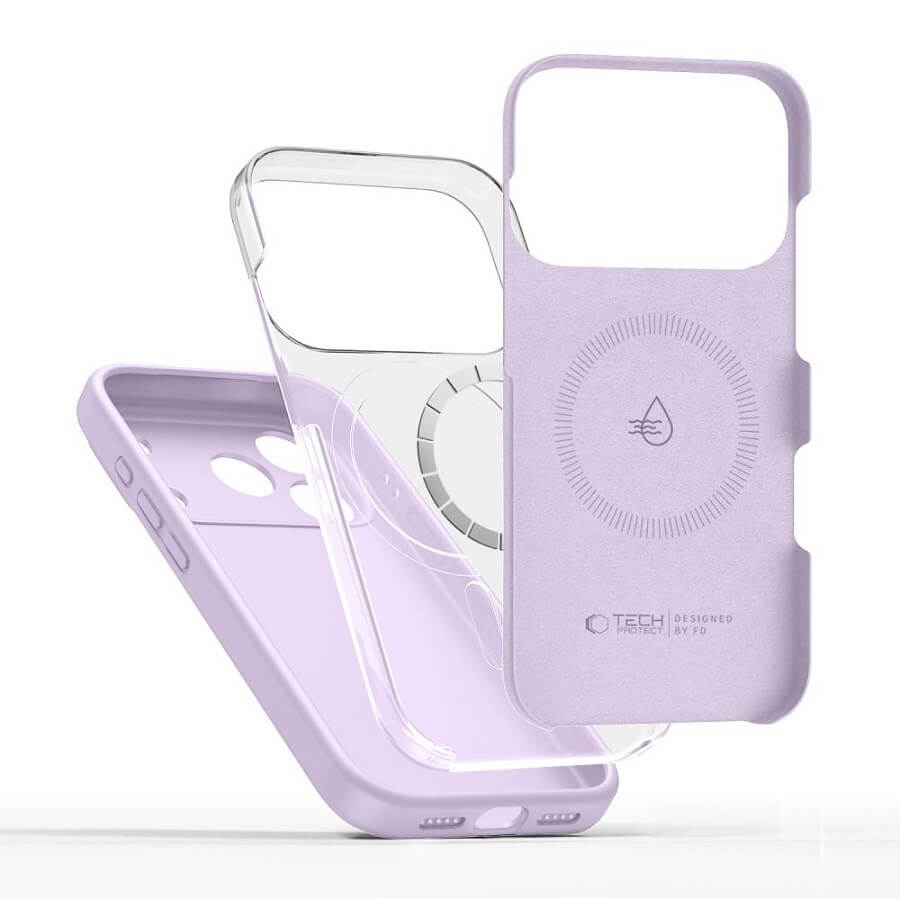 Magsafe Калъф за iPhone 17 Pro Max, Tech-Protect Silicone Case, Лилав (2)