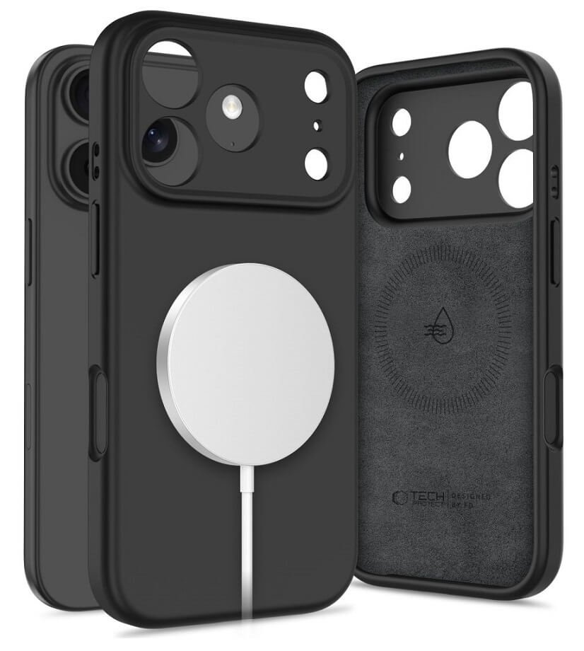 Magsafe Калъф за iPhone 17 Pro, Tech-Protect Silicone Case, Черен