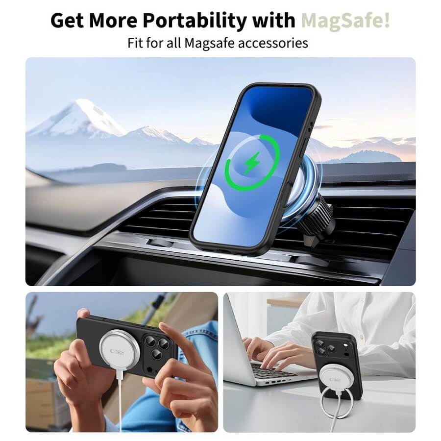 Magsafe Калъф за iPhone 17 Pro, Tech-Protect Silicone Case, Черен (3)