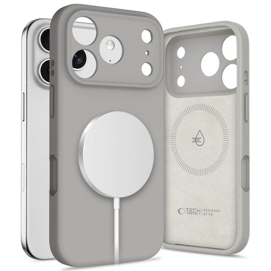 Magsafe Калъф за iPhone 17 Pro Max, Tech-Protect Silicone Case, Сив
