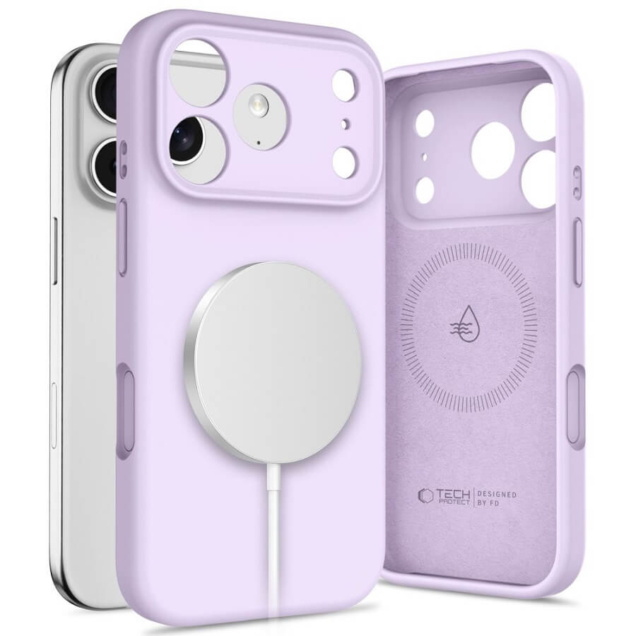 Magsafe Калъф за iPhone 17 Pro, Tech-Protect Silicone Case, Лилав