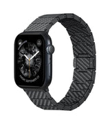 Кевларена Каишка за Apple Watch, Pitaka Carbon Fiber Watch Band Black/Gray, Черен