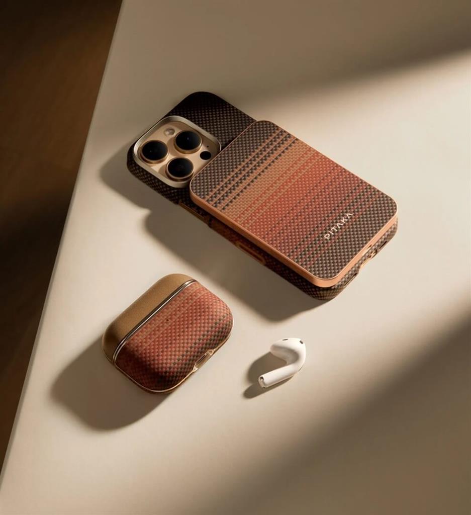 Magsafe Калъф за Apple AirPods Pro/ 2, Pitaka Aramid Fiber Magnetic Sunset Case, Кафяв (7)