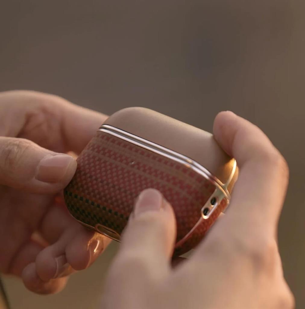 Magsafe Калъф за Apple AirPods Pro/ 2, Pitaka Aramid Fiber Magnetic Sunset Case, Кафяв (6)