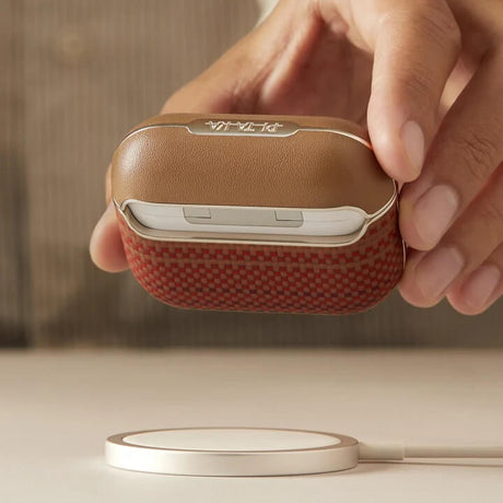 Magsafe Калъф за Apple AirPods Pro/ 2, Pitaka Aramid Fiber Magnetic Sunset Case, Кафяв (4)