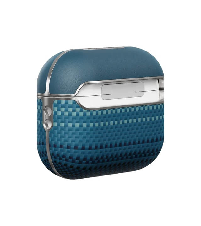 Magsafe Калъф за Apple AirPods Pro/ 2, Pitaka Aramid Fiber Magnetic Moonrise Case, Син (3)