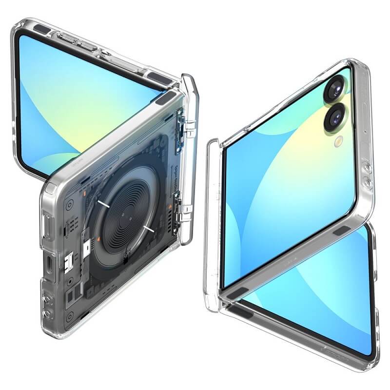 Magsafe Калъф с Предпазител за Samsung Z Flip 7, Spigen Ultra Hybrid Pro Neo One Case, Прозрачен (3)