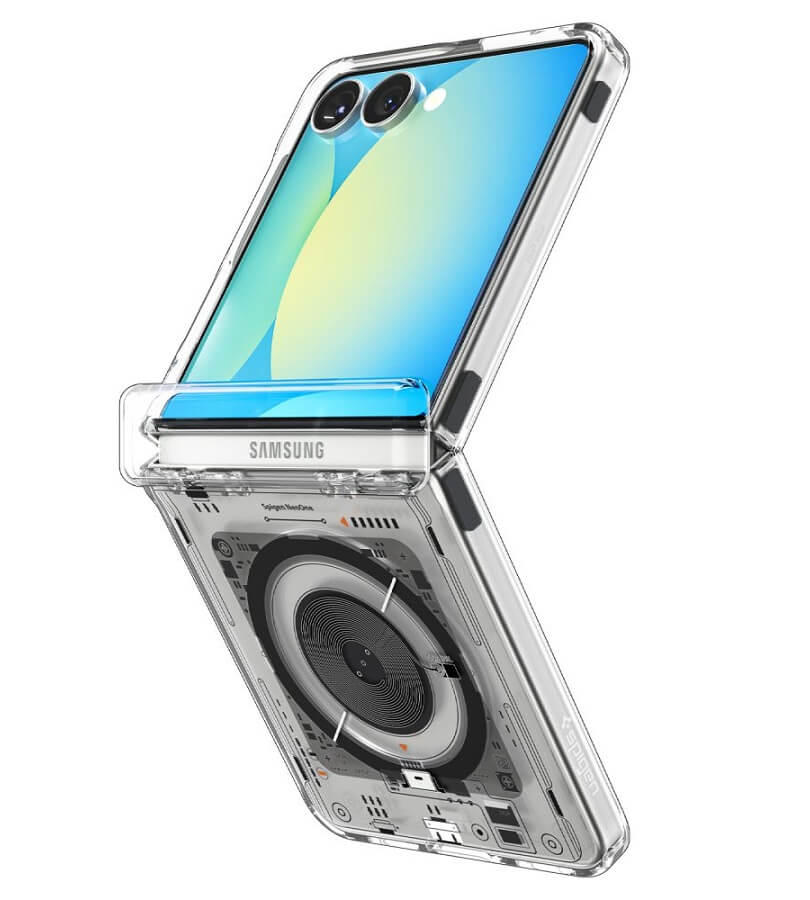 Magsafe Калъф с Предпазител за Samsung Z Flip 7, Spigen Ultra Hybrid Pro Neo One Case, Прозрачен