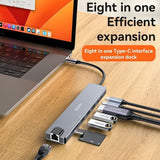 Хъб за Смартфони и Таблети с USB-C, Yesido HB27 8in1 HDMI-USB2.0-USB 3.0-SD Card Reader, Черен (5)