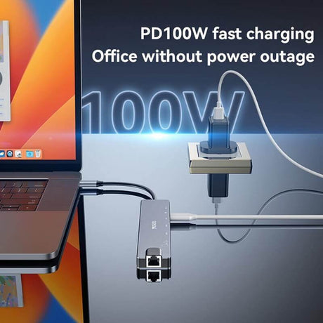 Хъб за Смартфони и Таблети с USB-C, Yesido HB27 8in1 HDMI-USB2.0-USB 3.0-SD Card Reader, Черен (4)