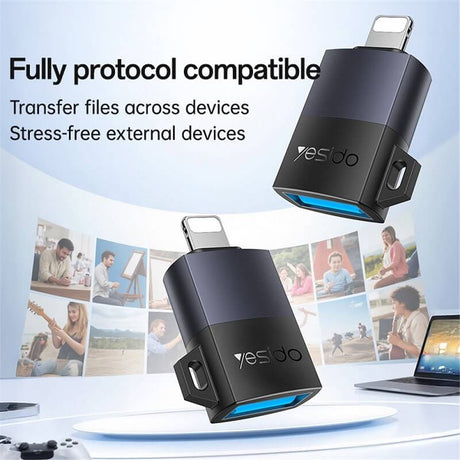 Адаптер за Данни за iPhone, Yesido Lightning to USB-A OTG, Черен (2)