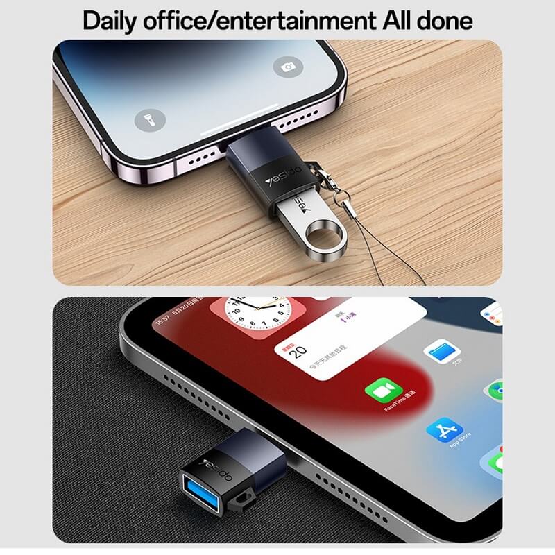 Адаптер за Данни за iPhone, Yesido Lightning to USB-A OTG, Черен (8)