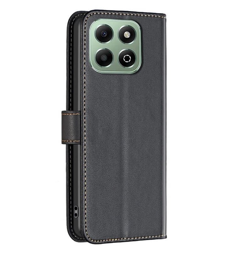 Кожен Калъф с Джобове за Honor X6b, Wallet Book Case, Черен (2)