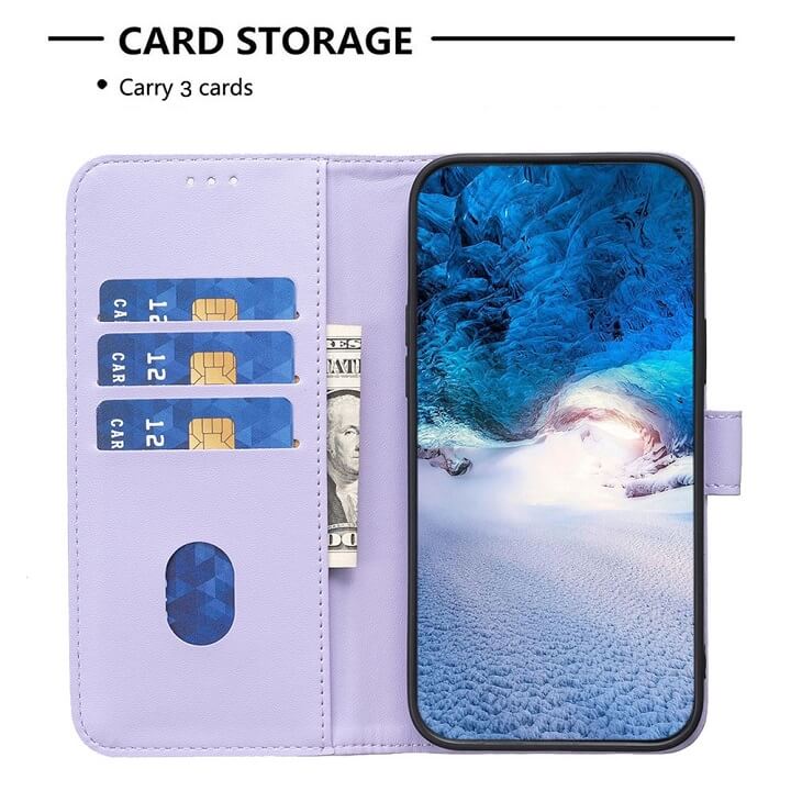 Кожен Калъф с Джобове за Honor X6b, Wallet Book Case, Лилав (5)