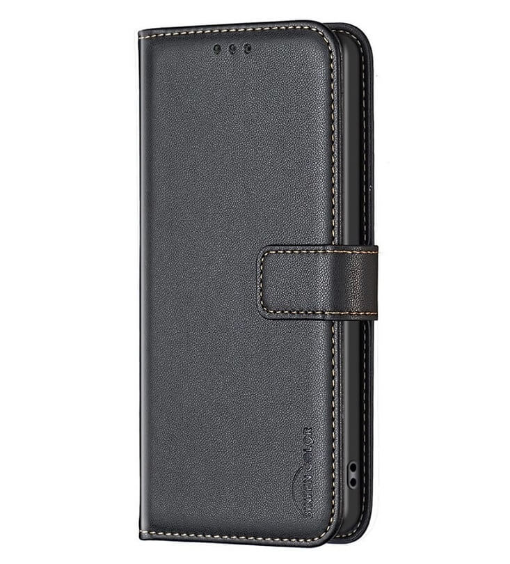 Кожен Калъф с Джобове за Honor X6b, Wallet Book Case, Черен