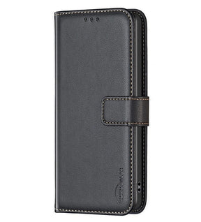 Кожен Калъф с Джобове за Honor X6b, Wallet Book Case, Черен