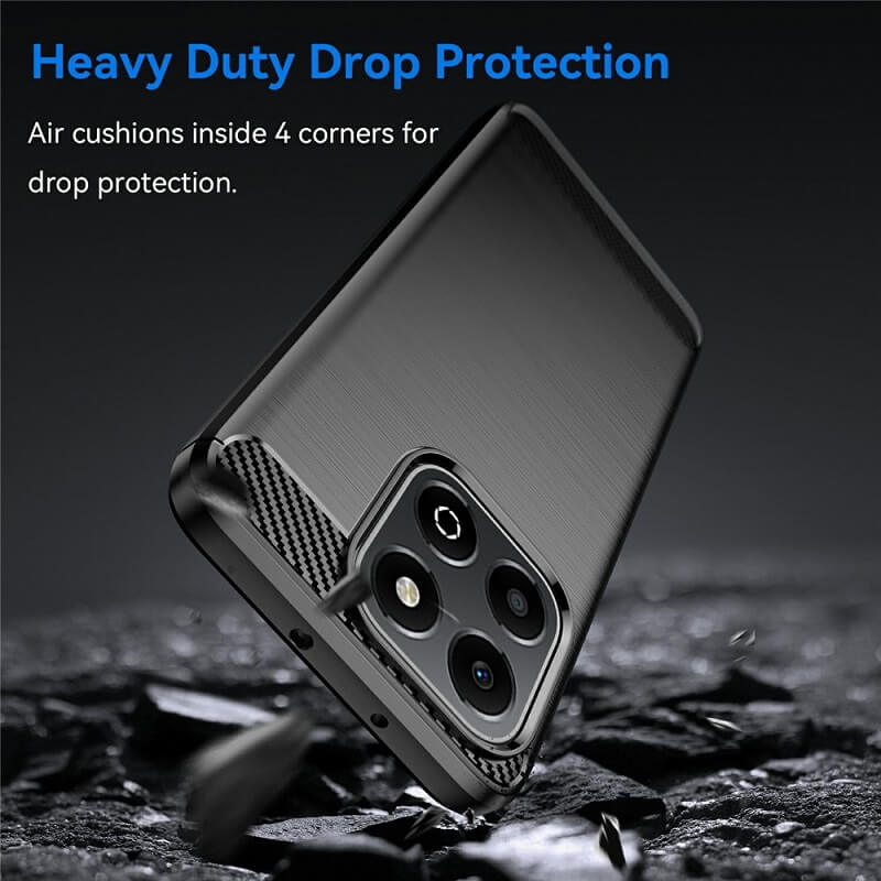 Противоударен Калъф за Honor X6b, Premium Carbon Case, Черен (4)