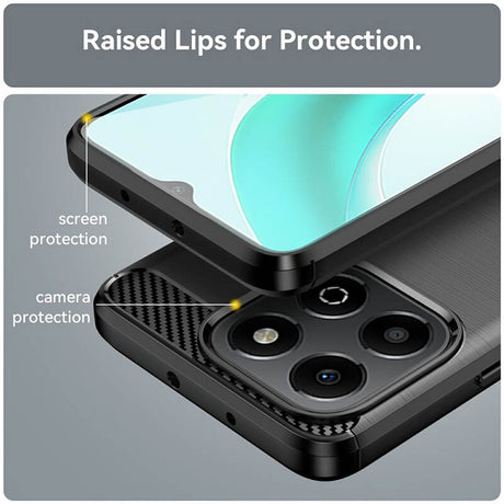 Противоударен Калъф за Honor X6b, Premium Carbon Case, Черен (7)