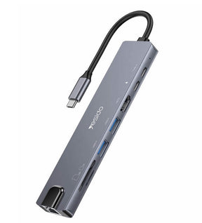 Хъб за Смартфони и Таблети с USB-C, Yesido HB27 8in1 HDMI-USB2.0-USB 3.0-SD Card Reader, Черен