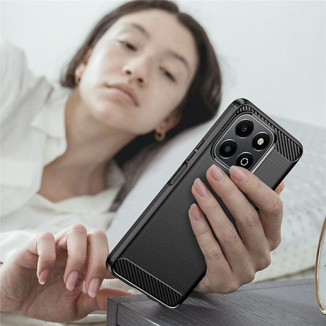 Противоударен Калъф за Honor X6b, Premium Carbon Case, Черен (8)