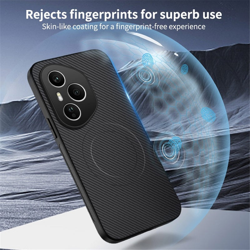 Magsafe Калъф за Honor 400 Pro, Carbon Textured Case, Черен (5)