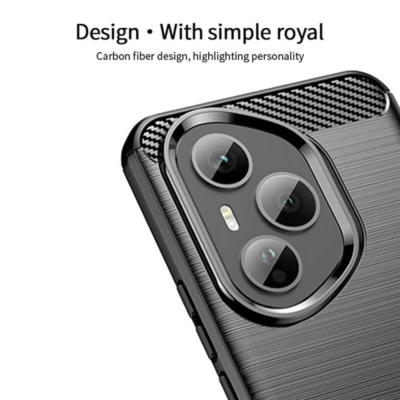 Противоударен Калъф за Honor 400 Pro, Premium Carbon Case, Черен (2)