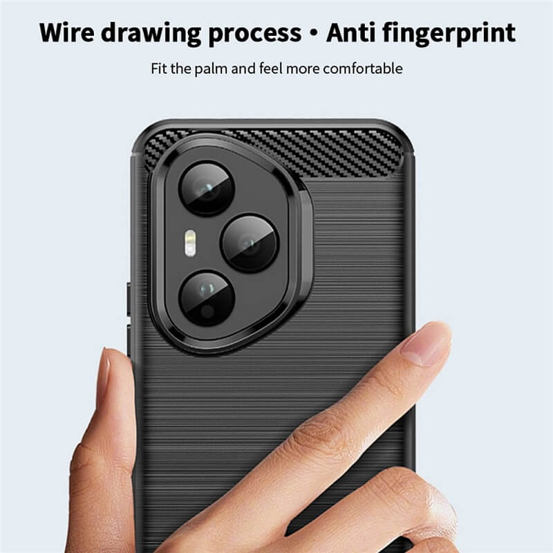 Противоударен Калъф за Honor 400 Pro, Premium Carbon Case, Черен (4)