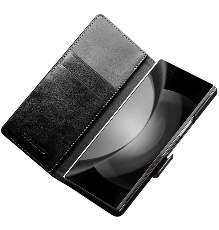 Кожен Калъф за Samsung Z Fold 7, Qialino Book Case, Черен (3)