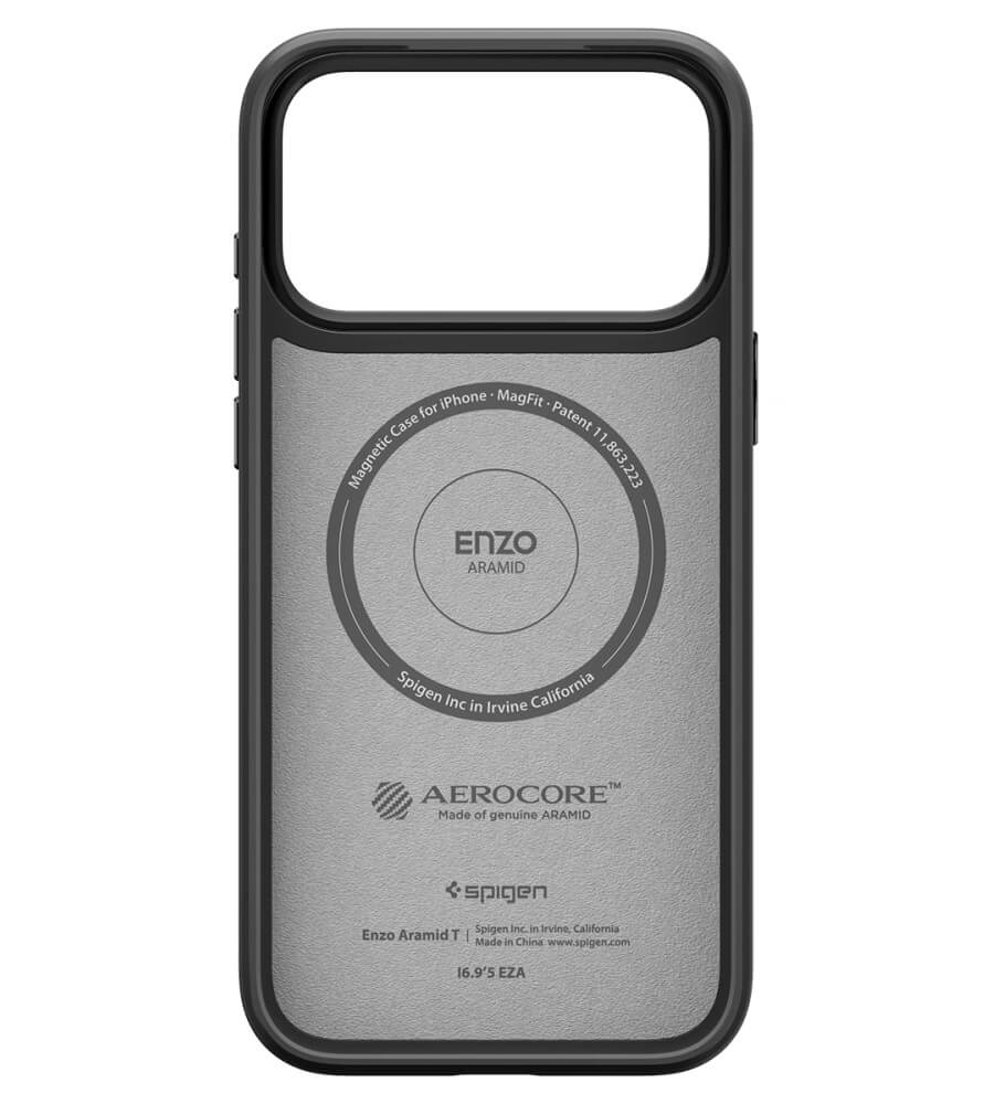 Magsafe Калъф за iPhone 17 Pro, Spigen Enzo Aramid T Case, Черен (7)