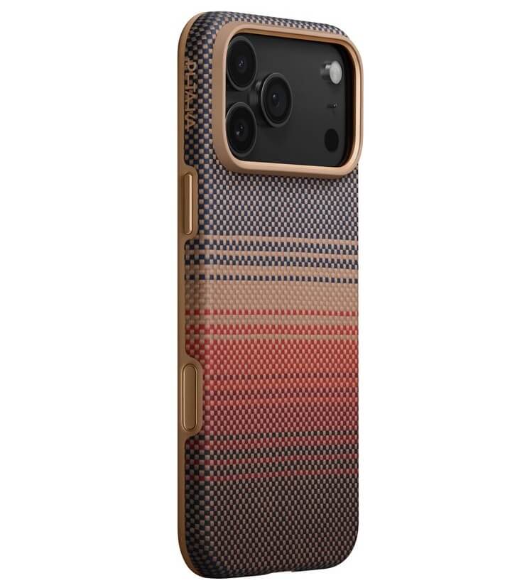 Magsafe Калъф за iPhone 17 Pro, Pitaka Aramid UltraGuard Sunset Case, Кафяв (2)
