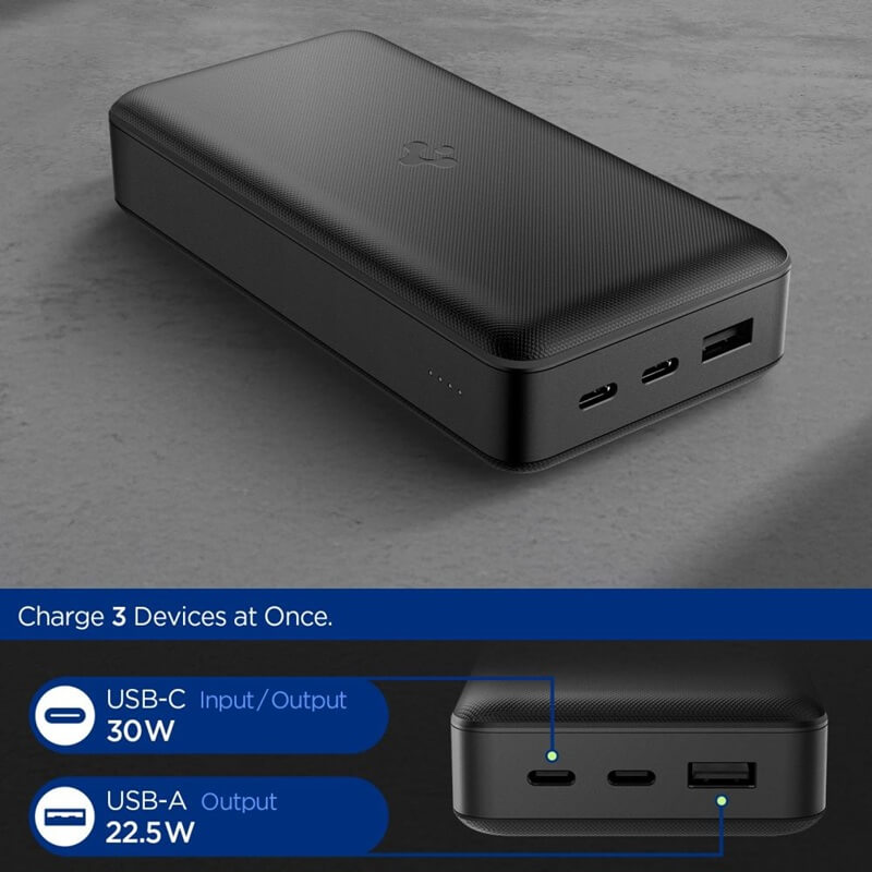 Външна Батерия, Spigen Essential Alloy Portable Charger 20000mAh 30W EA3020, Черен (2)