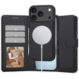 Magsafe Кожен Калъф с Джобове за iPhone 17 Pro Max, Tech-Protect Wallet Book Case, Черен
