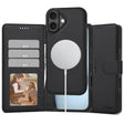 Magsafe Кожен Калъф с Джобове за iPhone 17, Tech-Protect Wallet Book Case, Черен