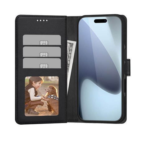 Magsafe Кожен Калъф с Джобове за iPhone 17 Pro, Tech-Protect Wallet Book Case, Черен (3)