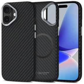 Magsafe Калъф за iPhone 17, Tech-Protect ION Carbon Case, Черен