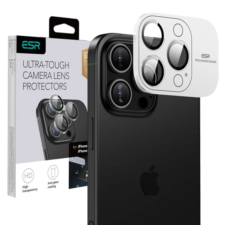 Протектор за Камерата на iPhone 17 Pro, ESR Armorite Camera Ring Glass, Прозрачен