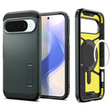 MagSafe Противоударен Калъф за Google Pixel 10 Pro/ 10, Spigen Tough Armor Case, Зелен (10)