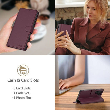 Кожен Калъф с Джобове за Xiaomi Redmi Note 15 Pro 5G, Tech-Protect Wallet Book Case, Лилав (4)