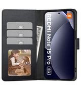 Кожен Калъф с Джобове за Xiaomi Redmi Note 15 Pro 5G, Tech-Protect Wallet Book Case, Черен (2)