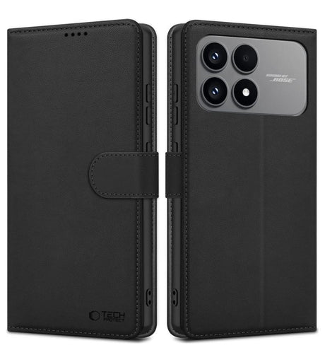 Кожен Калъф с Джобове за Xiaomi Poco F8 Pro, Tech-Protect Wallet Book Case, Черен (3)