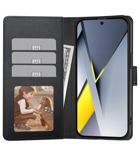 Кожен Калъф с Джобове за Xiaomi Poco F8 Pro, Tech-Protect Wallet Book Case, Черен (2)