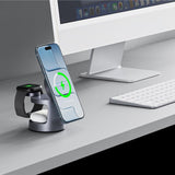 Безжично Зарядно MagSafe 3в1 за iPhone, Tech-Protect Magnetic Charger QI2.2 25W, Сив (8)