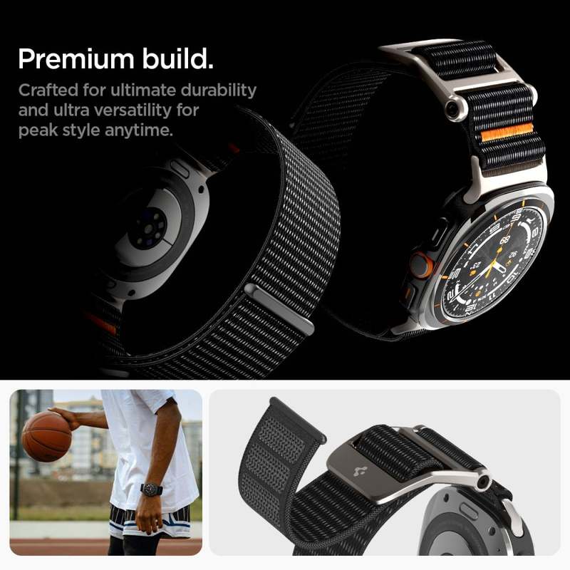 Текстилна Каишка за Samsung Watch Ultra 47mm, Spigen DuraPro Flex Band, Черен (10)
