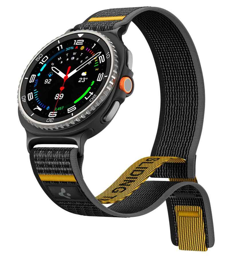 Текстилна Каишка за Samsung Watch 8/ 8 Classic 40/ 44/ 46mm, Spigen Athlex Air Band, Черен (9)