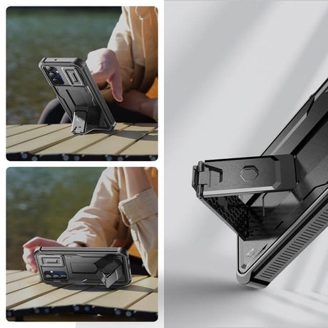 Противоударен Калъф с Плъзгач за Камера за Samsung A17, Tech-Protect Kevlar Cam Plus Case, Черен (4)