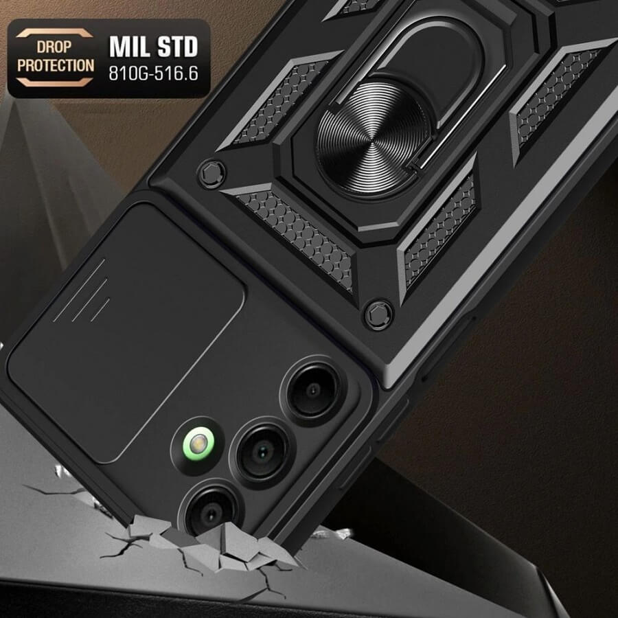 Калъф с Предпазител за Камера и Стойка за Xiaomi Redmi 15C 4G, Tech-Protect CamShield Pro Case, Черен (3)