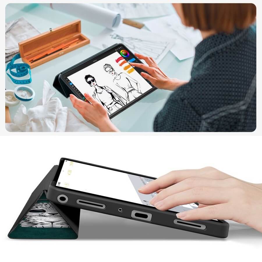 Защитен Калъф за Samsung Tab A11 Plus/ A9 Plus 11", Tech-Protect Trifold Sad Cat Case, Зелен (8)